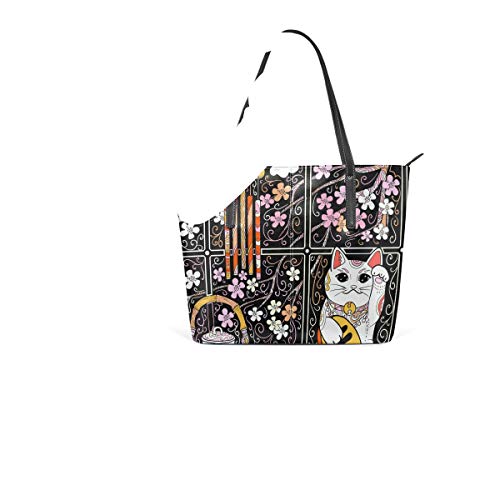 AMONKA Tetera de piel estilo retro japonés, diseño de cerezo con flores de cerezo, para mujeres y niñas