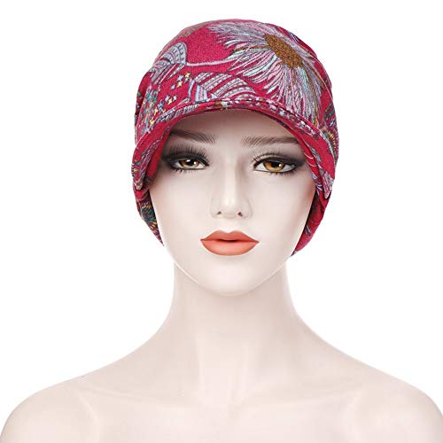 Amorar Sombrero de Oncologicos con Visera UV 50+ Gorras de Béisbol Baker Boy Turbante para Mujer Cáncer Perdida de Cabello
