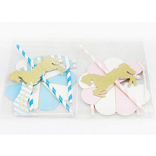 Amosfun 4 piezas Cupcake Toppers Para Pasteles Merry-go-round Tiovivo Topper Para Tarta Selección Fruta Postre Para Temática Fiesta Felicitación Bautizmo