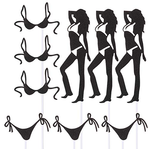 Amosfun DIY Cake Topper Creative Cupcake Topper Playa de Verano Ducha Nupcial Despedida de Soltera/Despedida de Soltero Suministros Decoración de la Torta 9pcs