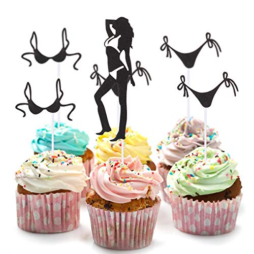 Amosfun DIY Cake Topper Creative Cupcake Topper Playa de Verano Ducha Nupcial Despedida de Soltera/Despedida de Soltero Suministros Decoración de la Torta 9pcs