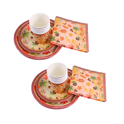 Amosfun - Juego de 44 piezas de suministros para fiesta de Acción de Gracias, hoja de arce, desechables, para otoño y cosecha de Navidad