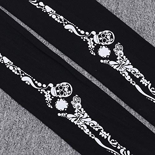 Amosfun Medias de cráneo de Halloween Medias largas de Halloween Muslo Medias sobre la Rodilla Traje de Cosplay Esqueleto Blanco Calcetines Largos Disfraces de Halloween