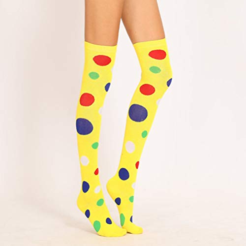 Amosfun Payaso Cosplay Medias sobre la Rodilla patrón de Punto elástico Calcetines de Baile Calcetines de Rendimiento Vestido de Fiesta Calcetines Largos para Cosplay Festival Carnaval 3 Pares
