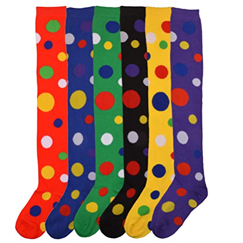 Amosfun Payaso Cosplay Medias sobre la Rodilla patrón de Punto elástico Calcetines de Baile Calcetines de Rendimiento Vestido de Fiesta Calcetines Largos para Cosplay Festival Carnaval 3 Pares