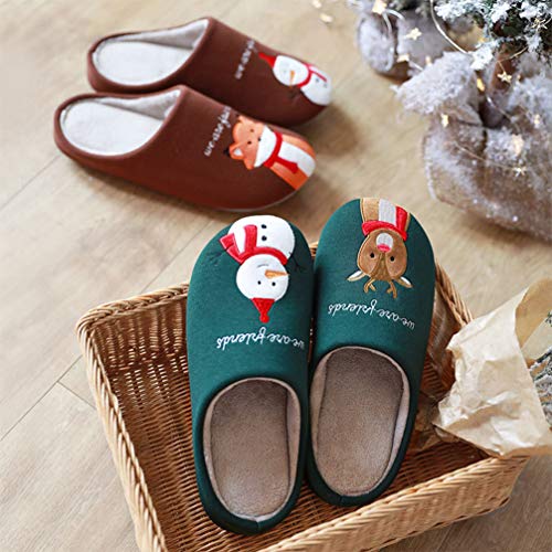 Amosfun Zapatillas de Navidad con Renos decoración de muñeco de Nieve Zapatillas de algodón de Invierno Zapatillas Antideslizantes para Navidad Vacaciones de Invierno Talla XL (marrón)
