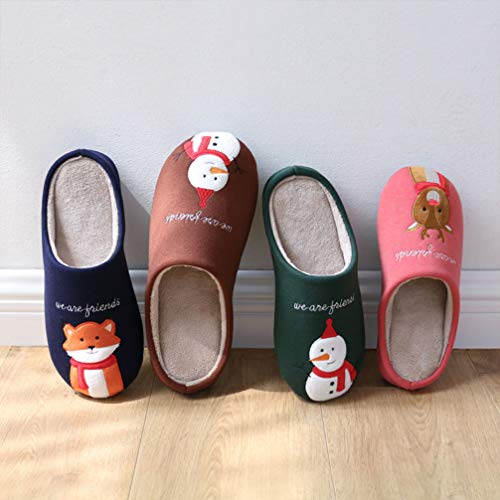 Amosfun Zapatillas de Navidad con Renos decoración de muñeco de Nieve Zapatillas de algodón de Invierno Zapatillas Antideslizantes para Navidad Vacaciones de Invierno Talla XL (marrón)