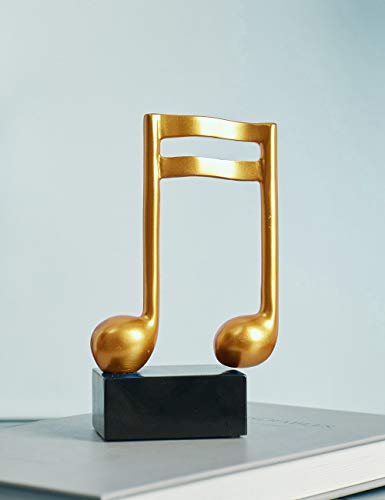 Amoy-Art 3 Piezas Figurillas Decorativas Música Estatuilla Nota Musical Regalos de Piano para el Hogar Souvenirs Giftbox Resina Oro 19cmH