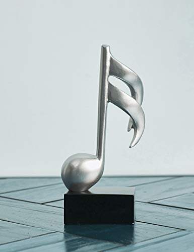 Amoy-Art 3 Piezas Figurillas Decorativas Música Estatuilla Nota Musical Regalos de Piano para el Hogar Souvenirs Giftbox Resina Plata 19cmH