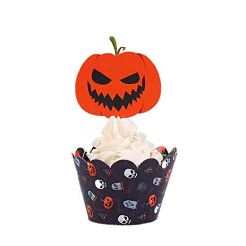 AMOYER 1 Conjunto de Calabaza Torta Envoltura de la Magdalena de la Torta de la hornada Copas Decoración para Fiesta de Halloween
