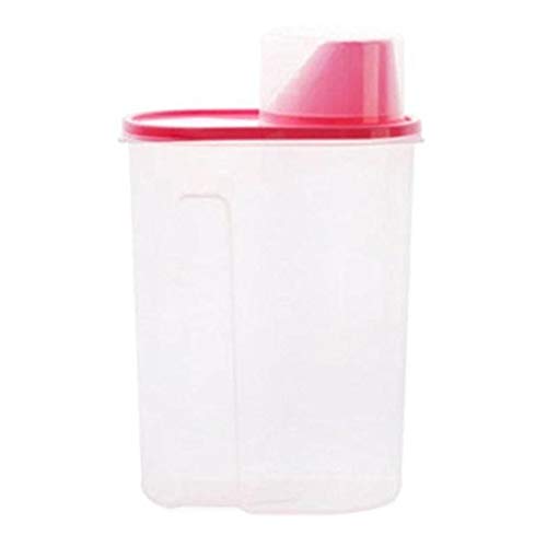 AMOYER 2.5L de Gran Capacidad plástica Transparente de Cereales Alimentos deshidratados Almacenamiento dispensador de contenedores (Rosa)