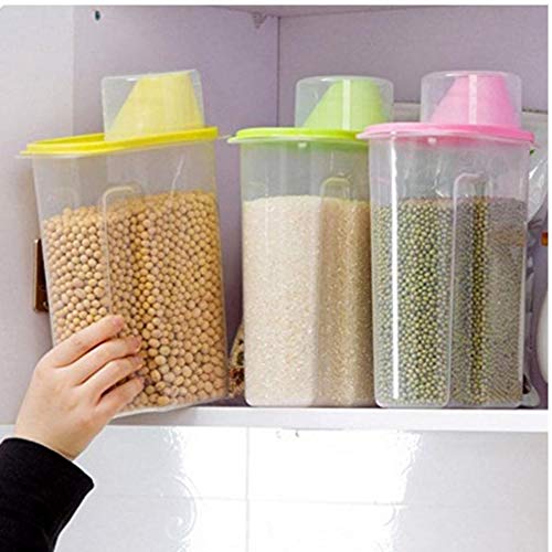 AMOYER 2.5L de Gran Capacidad plástica Transparente de Cereales Alimentos deshidratados Almacenamiento dispensador de contenedores (Rosa)
