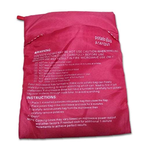 Amoyer Rojo Lavable Olla Bolsa de Patatas al Horno de microondas Cocinar la Patata Quick Fast (Cocineros 4 Patatas a la Vez)