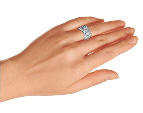 Amplia Allanar AAA CZ Zirconio Cúbico Aniversario De Bodas Moda Declaración Banda Anillo Para Mujer 925 Plata De Ley 925
