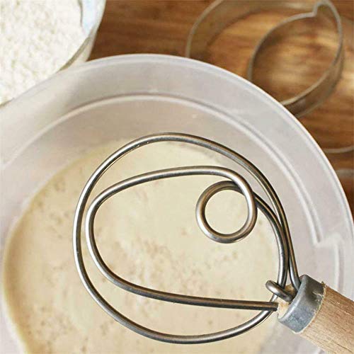 Ampliación De 13,5" Masa Batidor De Acero Inoxidable Original Danesa Masa Batir Con Mango De Madera Para El Horno De Pizza Dulce Corteza De Pastel Pasta Pasteles Galletas Artesanales Sour