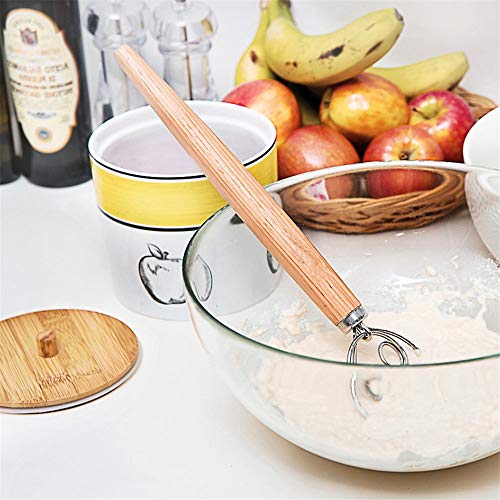 Ampliación De 13,5" Masa Batidor De Acero Inoxidable Original Danesa Masa Batir Con Mango De Madera Para El Horno De Pizza Dulce Corteza De Pastel Pasta Pasteles Galletas Artesanales Sour