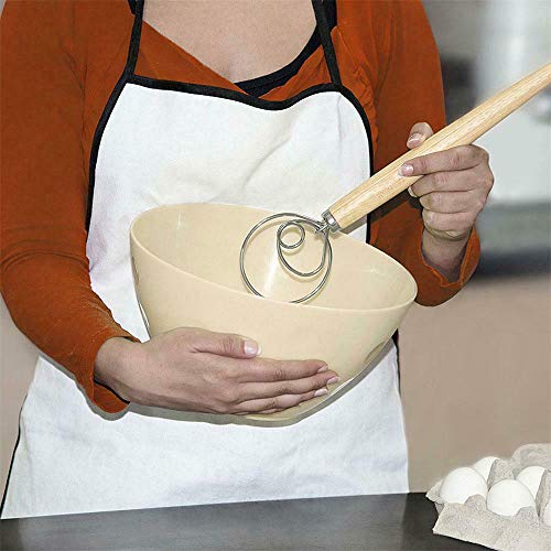 Ampliación De 13,5" Masa Batidor De Acero Inoxidable Original Danesa Masa Batir Con Mango De Madera Para El Horno De Pizza Dulce Corteza De Pastel Pasta Pasteles Galletas Artesanales Sour