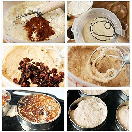 Ampliación De 13,5" Masa Batidor De Acero Inoxidable Original Danesa Masa Batir Con Mango De Madera Para El Horno De Pizza Dulce Corteza De Pastel Pasta Pasteles Galletas Artesanales Sour