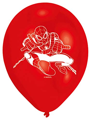 Amscan 999233 Spider Man - Globos de látex (6 unidades), color rojo y azul , color/modelo surtido