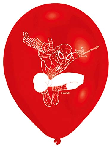 Amscan 999233 Spider Man - Globos de látex (6 unidades), color rojo y azul , color/modelo surtido