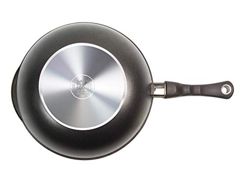 AMT - Sartén para wok (32 cm de diámetro, 10 cm de alto, mango extraíble, aluminio fundido (aluminio), revestimiento antiadherente Lotan® para cocinar sin grasas, AMZN-1032S-Z20B
