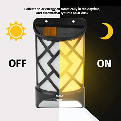 AMTSKR 2 En 1 Luz De Pared Solar Led Flicker Flame Fuego + Seguridad Pir Motion Detect