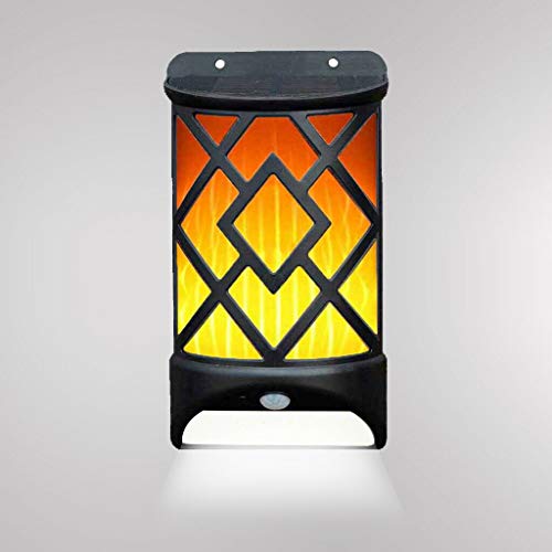 AMTSKR 2 En 1 Luz De Pared Solar Led Flicker Flame Fuego + Seguridad Pir Motion Detect