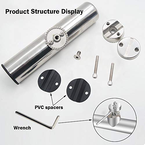 AMYSPORTS Soportes para Peces, Soporte de Acero Inoxidable en caña de Pescar para rieles DE 3/4" a 1" de 19 mm a 25 mm (2pcs Soportes)