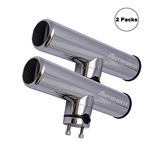 AMYSPORTS Soportes para Peces, Soporte de Acero Inoxidable en caña de Pescar para rieles DE 3/4" a 1" de 19 mm a 25 mm (2pcs Soportes)