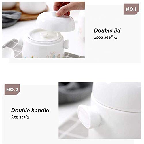AMYZ Mini Olla de cerámica para estofado con Tapa,tazón de Sopa de Fideos rápidos,Taza humeante,Olla de Sopa,Cacerola de cerámica para el Dormitorio de la Oficina en casa,Apto para lavavajillas,m