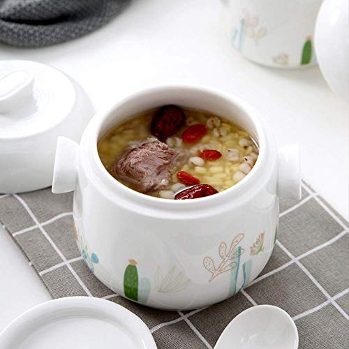 AMYZ Mini Olla de cerámica para estofado con Tapa,tazón de Sopa de Fideos rápidos,Taza humeante,Olla de Sopa,Cacerola de cerámica para el Dormitorio de la Oficina en casa,Apto para lavavajillas,m