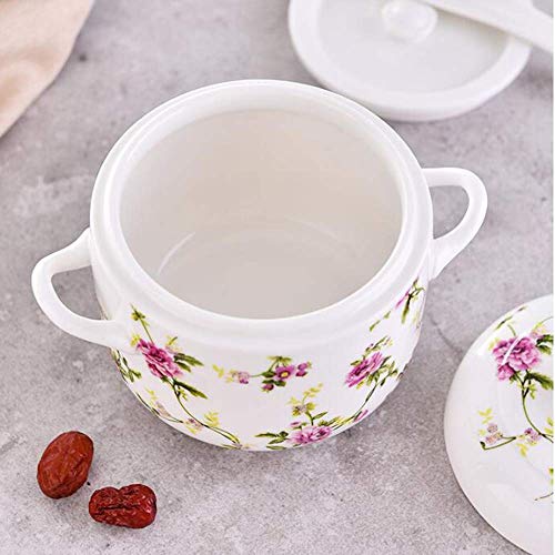 AMYZ Olla pequeña de cerámica para estofado con Tapa,Cuenco de Sopa de Vapor Premium,Taza humeante,Olla de Sopa para Cocina Crema de Huevo Hierbas medicinales Nido de pájaro Sopa de nutrición A 1