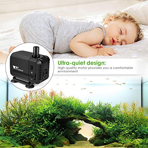 amzdeal Bomba Sumergible 1500L/H 15W, Bomba de Agua Ultra Silenciosa para Pecera Acuario Jardín Estanque Fuente