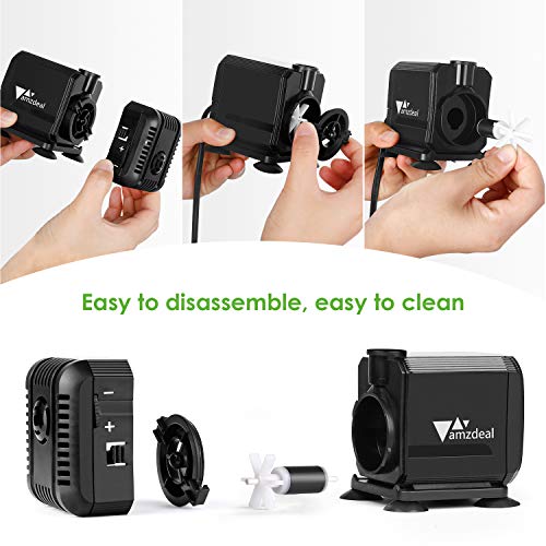 amzdeal Bomba Sumergible 1500L/H 15W, Bomba de Agua Ultra Silenciosa para Pecera Acuario Jardín Estanque Fuente