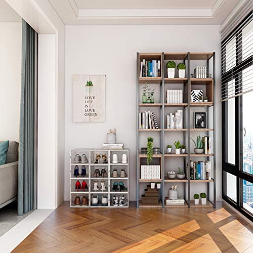 Amzdeal Cajas de Zapatos Plásticas 6 Pcs - Organizador de Zapatos Duradero y Apilable, 100% Impermeable, Caja de Almacenamiento Plegable, Más Ordenado, para Zapatos de Hombres y Mujeres 35*25*18.7cm