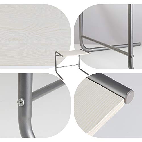 Amzdeal Estante de cocina, Estantería de microondas de la cocina, Estante de almacenamiento de acero inoxidable y madera, Soporte de microondas multifuncional (49.5x37x40.5cm)