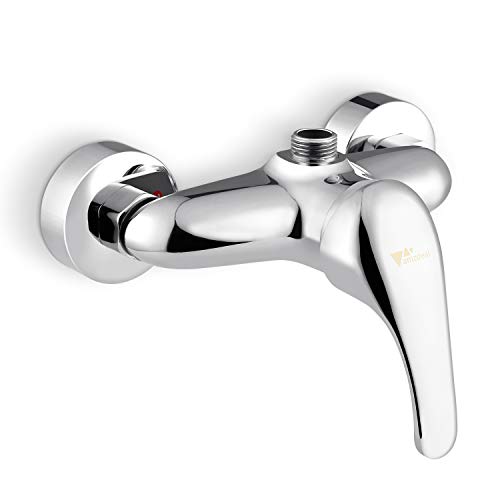 Amzdeal Grifo de ducha, Mezclador monomando de baño, con Cuerpo de latón y Mango de aleación de zinc, Cromo