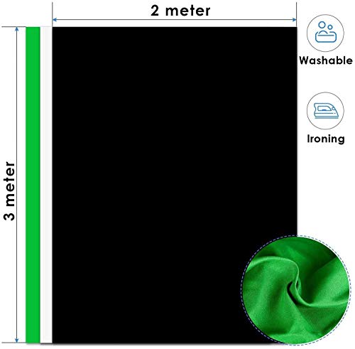 Amzdeal Soporte de Fondo 2 * 3m con 3 Fondos Fotográficos 1.6 * 2m (NegroBlancoVerde) y 2 Pinzas para Fotografía versión (Traje pequeño)