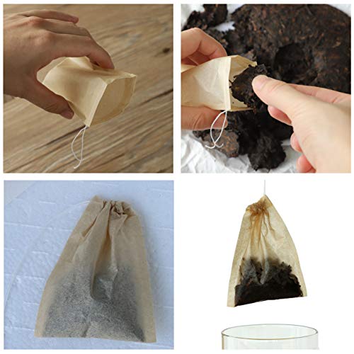 anaoo 400pcs Bolsas de Té Desechables Bolsitas Té de Papel Filtros para el Té de Hojas Bolsas para infusione con Cierre de cordón, Material Total Seguro y Resistente, 9 * 7 cm Color Madera