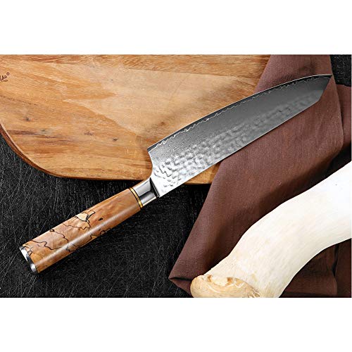 Ancient vine green Durable y Afilado Cuchillo Chef 67 Capas de Damasco Agudo de Acero Cuchilla de Carne de Pescado Cuchillo Lucha contra el Palo Cocina Profesional Cocina Cocina Bien Hecho