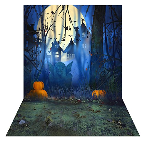 Andoer 1.5 * 2m Telón de Fondo de Fotografía Impresión Digital Halloween Calabaza Cementerio Patrón de la Impresión para Foto Estudio (Tipo 18)