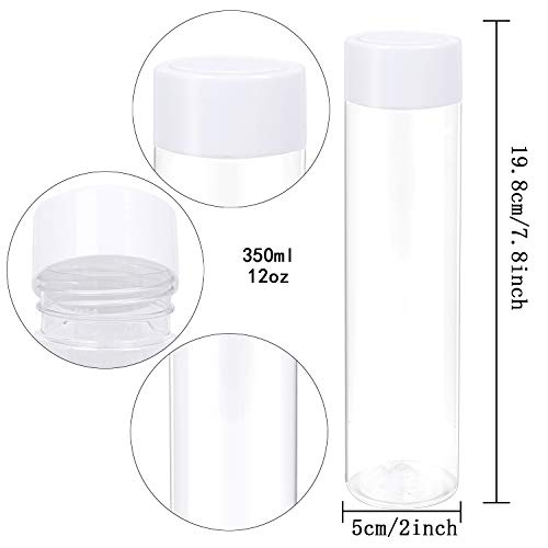 Aneco - Lote de 6 botellas de plástico transparente de 12 onzas (12 oz), botellas vacías para zumo o batido, con tapas para agua, leche, té y otras bebidas