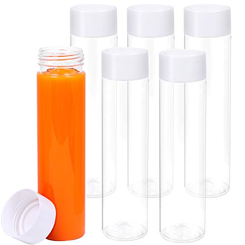 Aneco - Lote de 6 botellas de plástico transparente de 12 onzas (12 oz), botellas vacías para zumo o batido, con tapas para agua, leche, té y otras bebidas