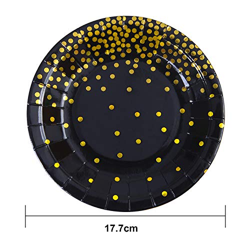 Aneco - Platos de papel desechables (60 unidades, 17,8 cm), color negro