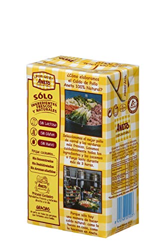 Aneto 100% Natural - Caldo de Pollo - caja de 6 unidades de 1 litro