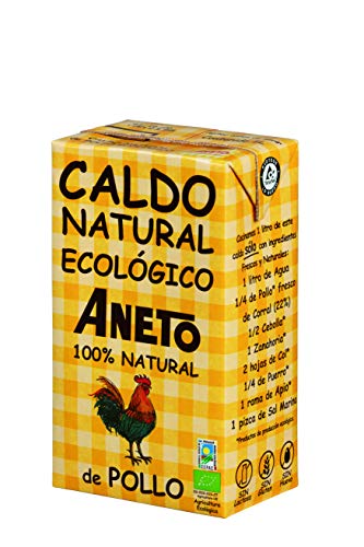 Aneto 100% Natural - Caldo de Pollo Ecológico - caja de 6 unidades de 1 litro
