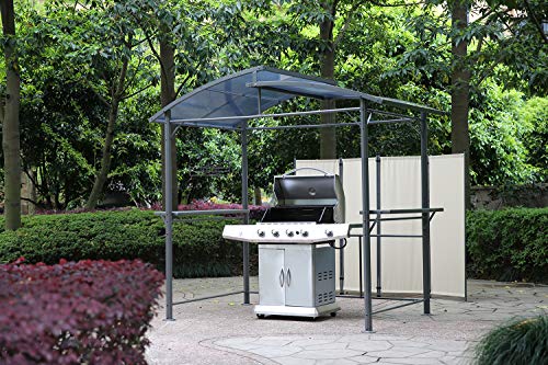 Angel Living Pabellón de Barbacoa de Aluminio y Acero con Techo de PC, Marquesina de Aluminio con Campana Extractora, Gazebo Pergola para BBQ con Zona de Almacenamiento