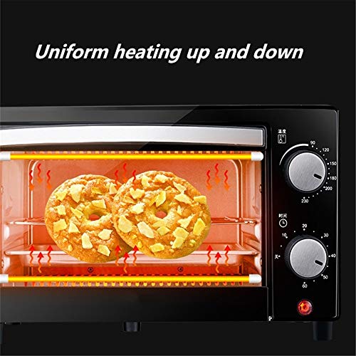 Angela Horno Tostador sobre encimera de Acero Inoxidable de 12L, diseño temporizado, Control de Temperatura preciso, para Hornear en el Dormitorio de la Cocina doméstica, 800 W, Negro