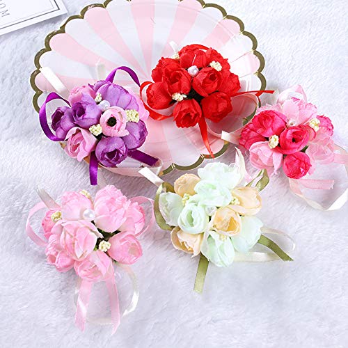Angoter Dama De Honor De La Boda De La Muñeca Del Ramillete De Flores De Novia Muñeca Ramilletes Pulsera De La Pulsera De La Fiesta Fin De Curso De La Boda