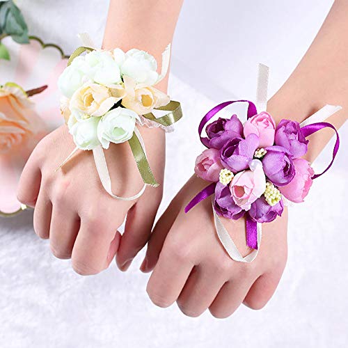 Angoter Dama De Honor De La Boda De La Muñeca Del Ramillete De Flores De Novia Muñeca Ramilletes Pulsera De La Pulsera De La Fiesta Fin De Curso De La Boda
